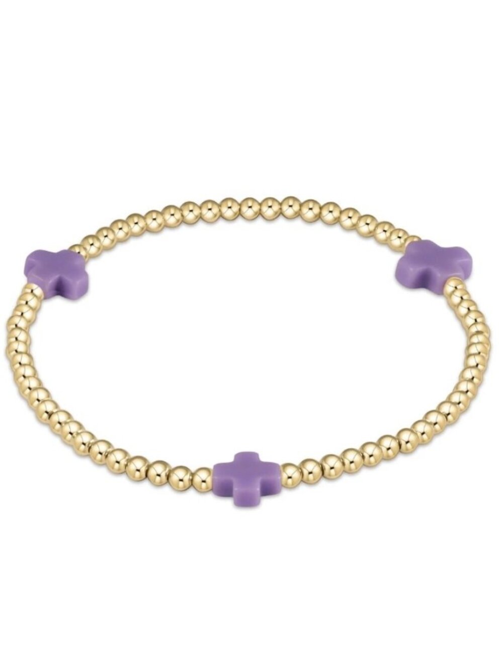New Enewton Purple Signature Cross 14kt Gold-filled 3mm Bead Bracelet